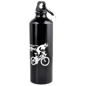 Фляга велосипедная DEMEN, алюминий, 750 мл, с карабином, черный, RWBDM34D0001
