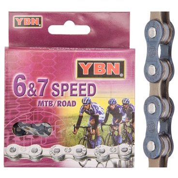Цепь велосипедная YBN S50, 1/2"x3/32", 6-7 скоростей, 116 звеньев, в индивидуальной упаковке, 570080
