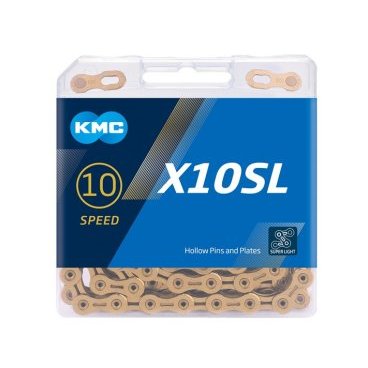 Цепь велосипедная KMC X10SL, 10 скоростей, 114L, золотистый, BX10SLT14