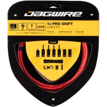 Велосипедный набор рубашек и тросиков переключения JAGWIRE Pro Shift Kit 1X, красный, PCK554