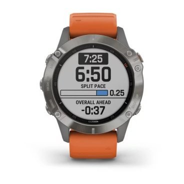 Garmin fenix 6 Sapphire GPS EMEA Ti Gray w Orange Band 010 02158 14 Vamvelosiped.ru