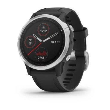 Смарт-часы Garmin fenix 6S, GPS Watch, WW, Silver w/Black Band, 010-02159-01