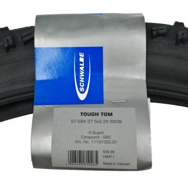 Велопокрышка SCHWALBE Tough Tom 27.5"x2.25 (57-684), K-Guard\SBC, MTB, черная, 11101020.01