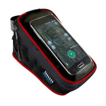 Велосумка PUKY, touch screen пленка, для мобильного телефона, на раму, Black/Red, 555-538