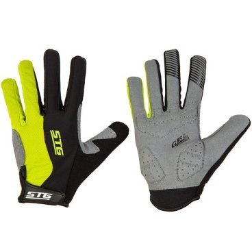 Велоперчатки STG, с длинными пальцами, черный-желтый, Х87907-М