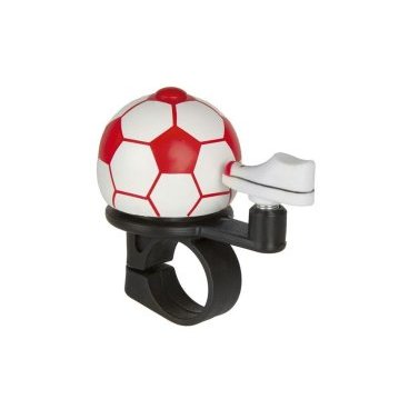Звонок велосипедный FORWARD Футбольный мяч, алюминиевый D40 мм, красный, УТ-00018948