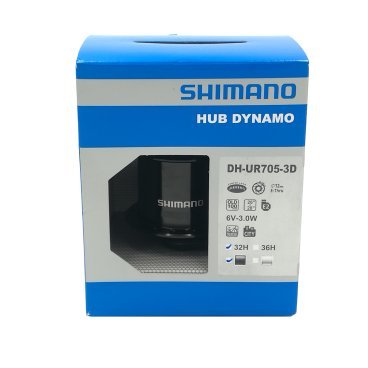 Велосипедная динамовтулка SHIMANO UR705-3D, 32Н, 6V-3W, SM-DH10, чёрный, EDHUR7053DBGL