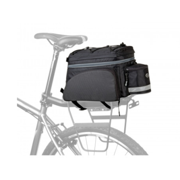 Сумка велосипедная AUTHOR NEW, на багажник, A-N441 X9 с боковым карманом +отдел для фляги, с ремнем черная, 8-15000007