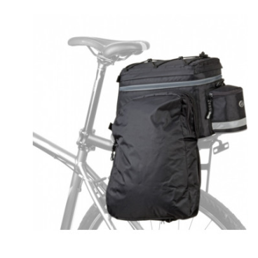 Сумка велосипедная AUTHOR NEW, на багажник, A-N441 X9 с боковым карманом +отдел для фляги, с ремнем черная, 8-15000007