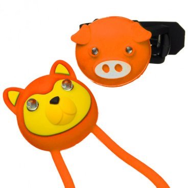 Комплект освещения велосипедный KLS ANIMAL оранжевый: силиконовые фонарики TEDDY+PIGGY