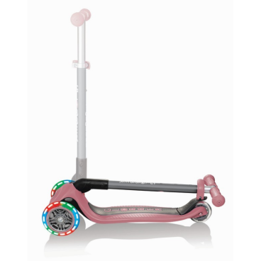 Самокат Globber PRIMO FOLDABLE LIGHTS, детский, трехколесный, складной, светящиеся колеса, пастельно-розовый, 432-210-2