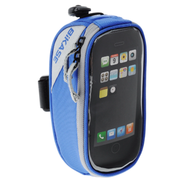 Велосумка BiKase Beetle, на верхнюю часть рамы, с чехлом для смартфона, синяя, 1028
