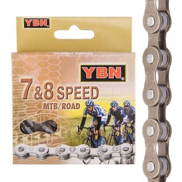 Цепь велосипедная YBN S52, 114 звеньев, для 7-8 скоростей, Brown/Brown, 883131