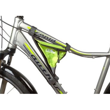 Подсумок велосипедный M-WAVE подрамный треугольный плечевой упор (100) черно-зеленый 5-122545