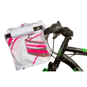 Фото Сумка на руль велосипедная M-WAVE, складная, алюминиевый каркас, V=20л быстросъемная, бело-розовая, 5-122382