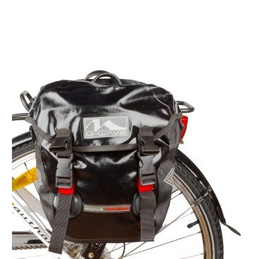 Велосумки M-WAVE CALGARY на багажик боковые V=2х12,5л, водонепроницаемые, черные 5-122725