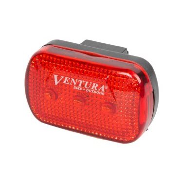 Комплект фара+фонарь для велосипеда VENTURA галогеновая +3 диода/3 функции красный с батареями