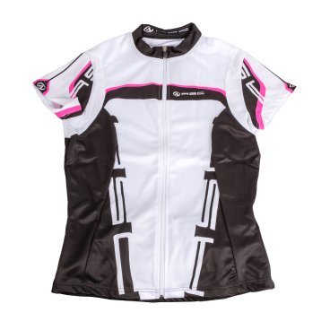 Велофутболка AUTHOR Lady Sport 15A, женская, бело-черно-розовая с молнией, 8-7063010