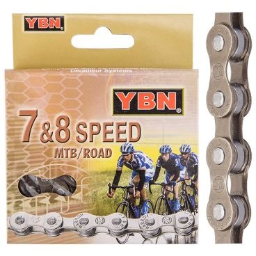 Фото Цепь велосипедная YBN S52, 1/2"x3/32", 7-8 скоростей, 116 звеньев, в индивидуальной упаковке, 570082
