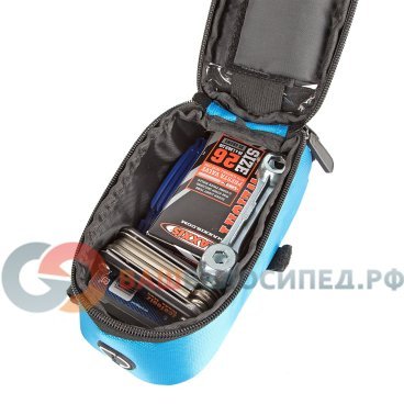 Велосумка на раму Vinca Sport, отделение для телефона, отверстие под наушники, 190х90х75мм, FB 07-2 M blue