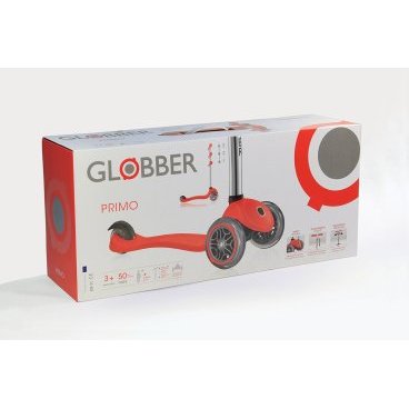 Самокат Globber PRIMO, детский, трехколесный, красный, 422-102-2