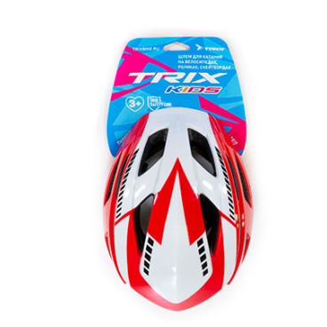 Шлем велосипедный TRIX, детский, кросс-кантри, 13 отверстий, черно-бело-красный