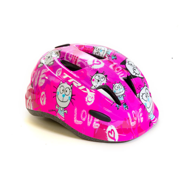 Шлем велосипедный TRIX, детский, кросс-кантри, 9 отверстий, розовый, "cat"