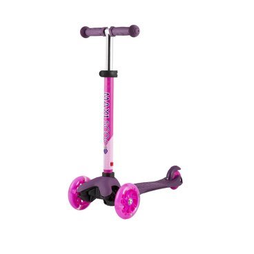 Фото Самокат Maxiscoo Baby, детский, трехколесный, со светящимися колесами, фиолетовый, 2021