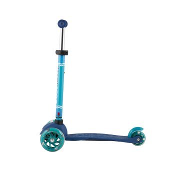 Самокат Maxiscoo Baby, детский, трехколесный, со светящимися колесами, синий, 2021