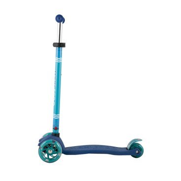 Самокат Maxiscoo Junior, детский, трехколесный, со светящимися колесами, синий, 2021