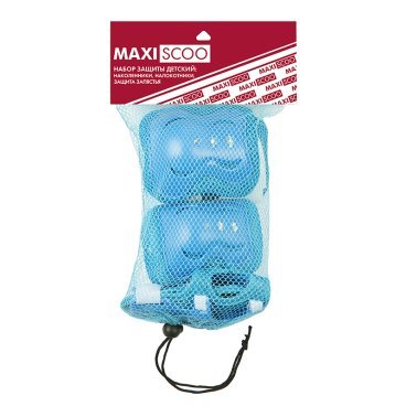 Комплект защиты Maxiscoo, детский (наколенники, налокотники, защита запястья), голубой