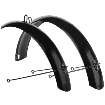 Крылья велосипедные Vinca Sport, комплект, удлиненные, 20", сталь, черный, HN 20 black