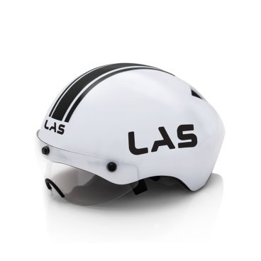 Шлем велосипедный LAS TT Crono, с визором, белый с черным, 215