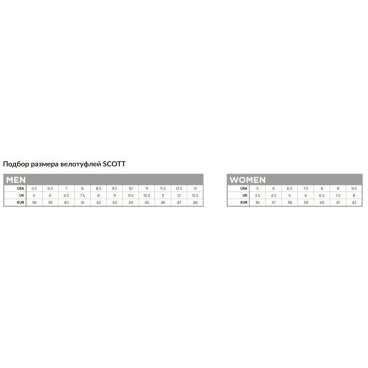 Scott cycling shoes size chart hotsell
