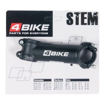 Вынос руля велосипедный 4BIKE TDS-D507A ,алюминий, длина 110, угол +7°, диаметр 31.8 мм, чёрный, ARV-ST-D507-110731B