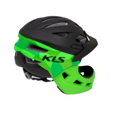 Шлем велосипедный KLS SPROUT fullface, детский, чёрный/зелёный