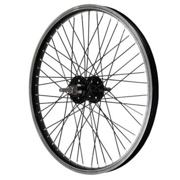 Колесо велосипедное, заднее, 20x1.75, BMX, двойной обод, 48H, ось ø3/8 (10 мм), черный