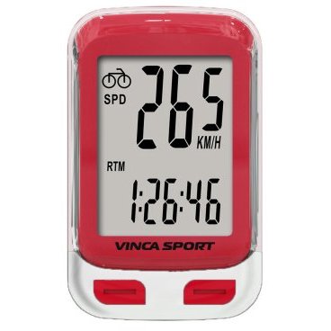 Велокомпьютер Vinca Sport V-3500, проводной, 12 функций, индивидуальная упаковка, белый/красный, V-3500 red