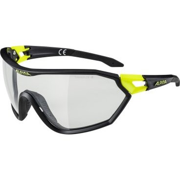 Очки велосипедные Alpina S-Way VL+, солнцезащитные, Black Matt/Neon Yellow/Black, 2021, A8586135