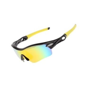 Очки велосипедные Rockbros, поляризационные, 4 линзы (желтая/серая/прозрачная/голубая), оправа черно-желтая, 10004