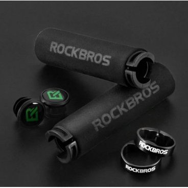 Грипсы велосипедные Rockbros, вспененная резина, с фиксатором, черный, RB_BT1001BKBK