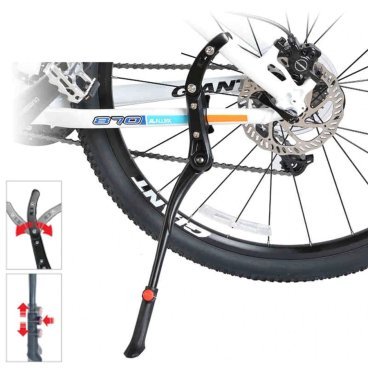 Подножка велосипедная Rockbros, регулируемая. алюминий, задняя, черный, JC1005BK