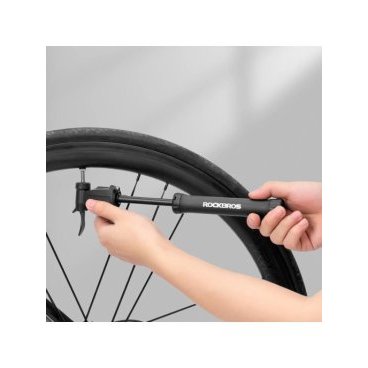 Насос велосипедный Rockbros, ручной, алюминий, Presta/Shrader, черный, TM-1701P