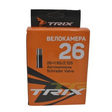 Камера велосипедная TRIX, 26x1.95/2.125 мм, автониппель, бутиловая, TBTX-26-195AV