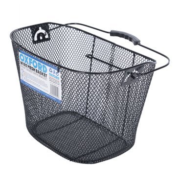 Корзина велосипедная OXFORD Black Mesh Basket With Hanger, передняя. металлическая сетка, чёрный, OF559