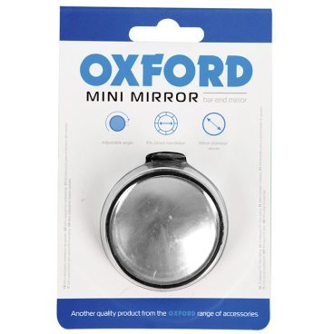 Зеркало велосипедное OXFORD Mini Mirror, торцевое, сферическое, диаметр 50 мм, пластик, чёрный, MR727