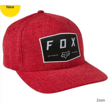 Бейсболка велосипедная Fox Badge Flexfit Hat, красный, 28505-555-L/XL