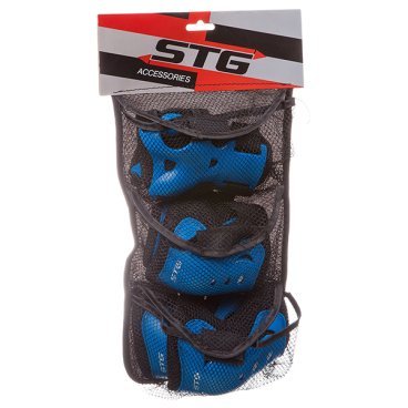 Защита велосипедная STG, комплект, для колен и локтей, детская, синий