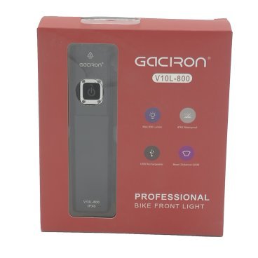 Фонарь передний GACIRON V10-800, 800lm, 1диод, 7 режимов, Li-аккум, USB, крепление Go-Pro, алюминий. черный, V10-800
