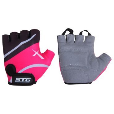 Перчатки велосипедные STG 809, с защитной прокладкой, черный/розовый